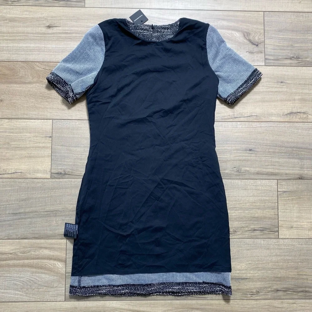 Club Monaco Womens‎ Textured Short Sleeve Lined Dress Size Small Black Mix